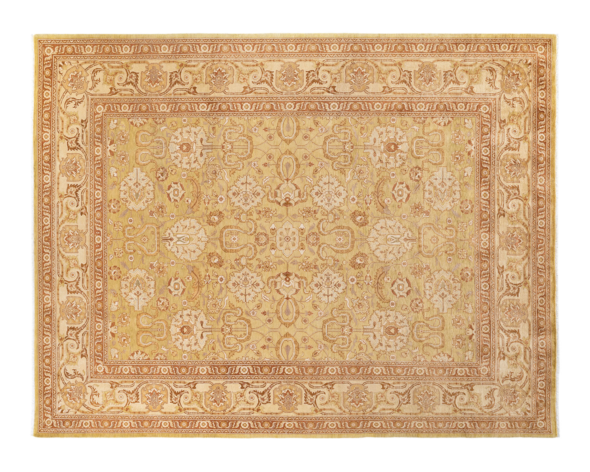 One-of-a-Kind Hand-Knotted Green Rug, 9'1" x 11'10"