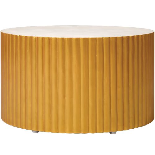Zora Outdoor Concrete Futed Coffee Table, Gold/White