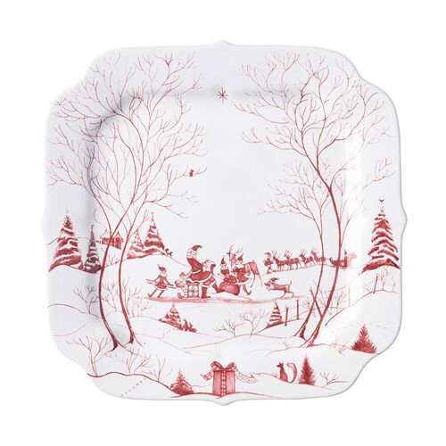 Country Estate Winter Frolic 12" Cookie Tray, Ruby