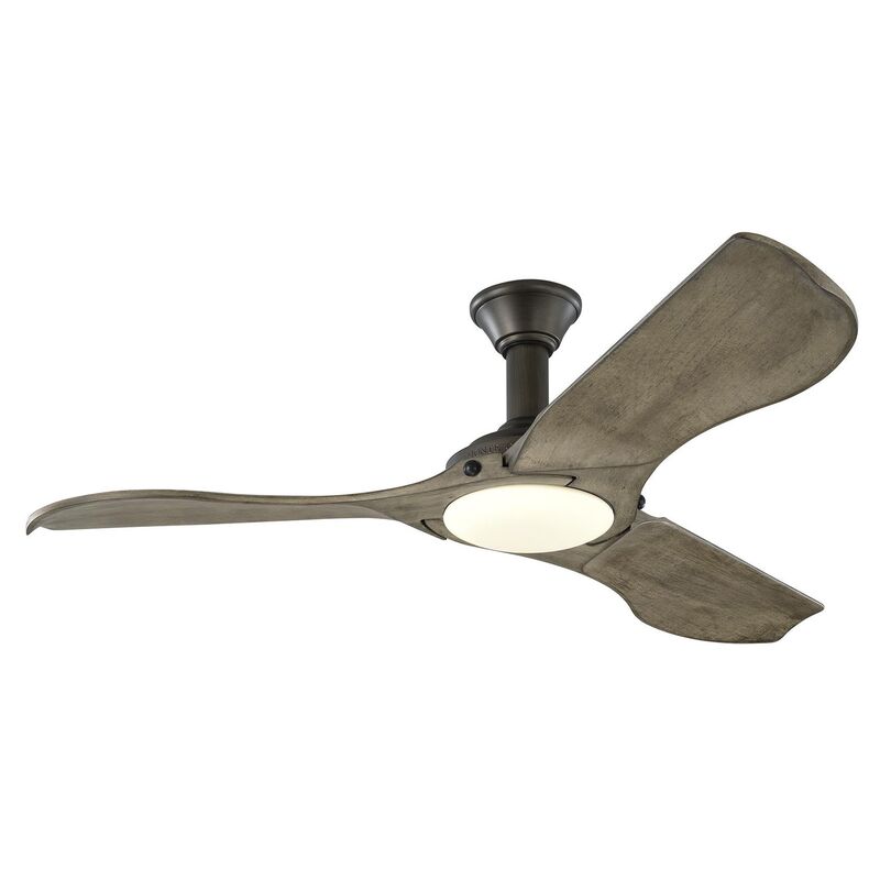 Minimalist Ceiling Fan, Weathered Oak/Pewter