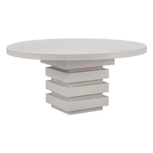 Dudley Outdoor 66" Round Dining Table, White~P77650415