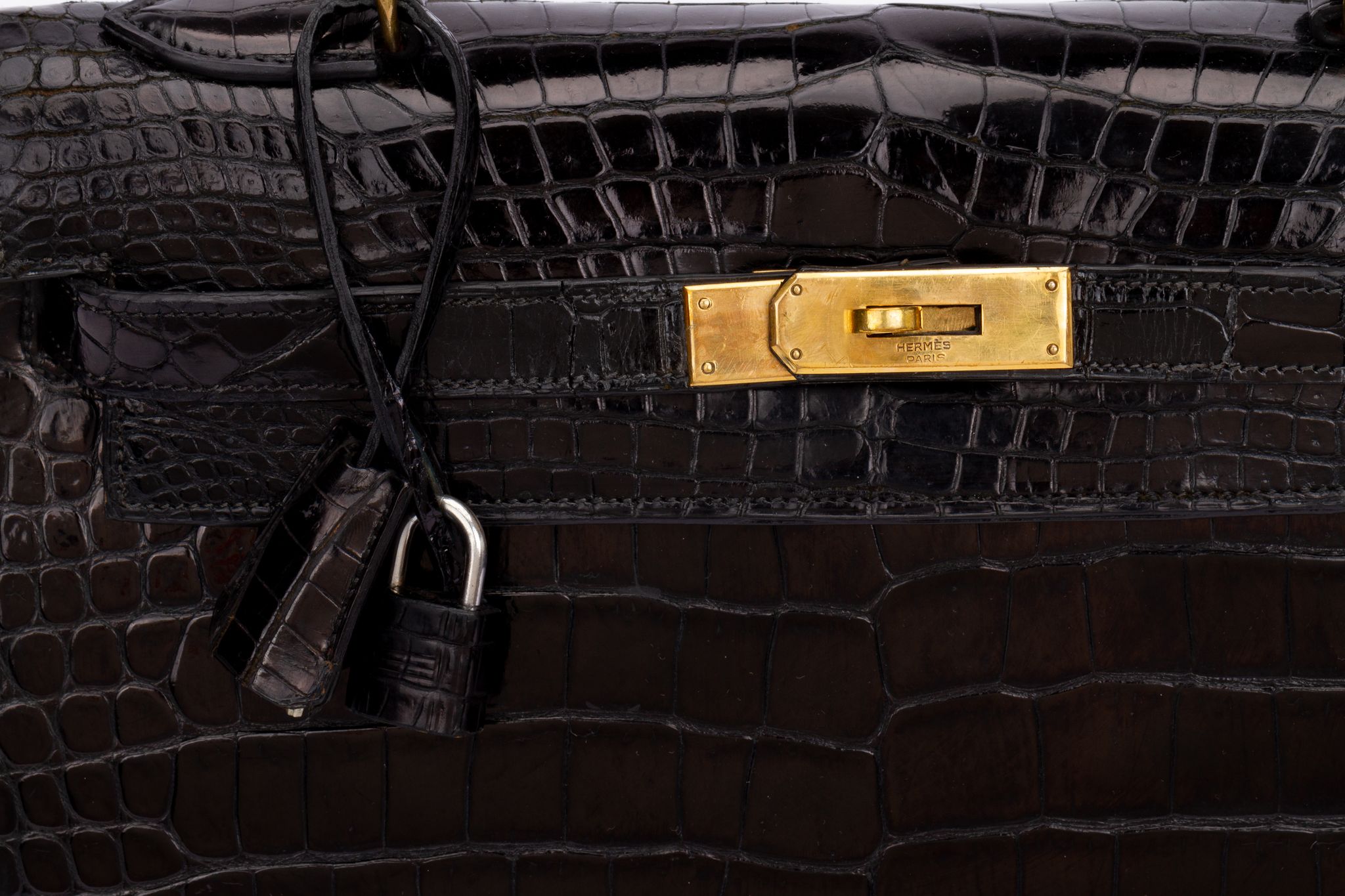 Hermès Mini Kelly Vintage Bag Sellier Black Croco Crocodile Ghw 20 cm RARE  at 1stDibs