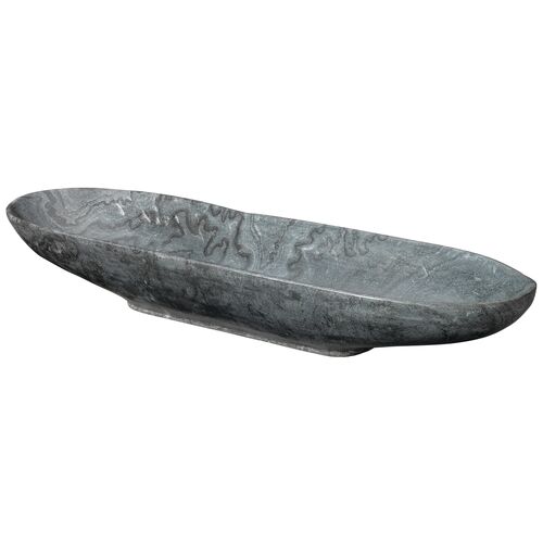 26" Long Oval Marble Bowl, Gray~P77425804
