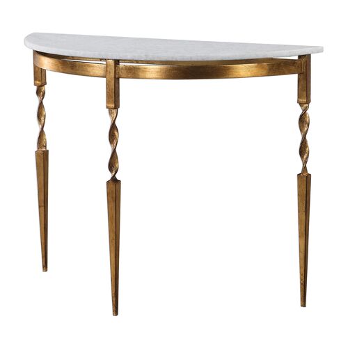 Maeve Marble Console Table, Gold/White