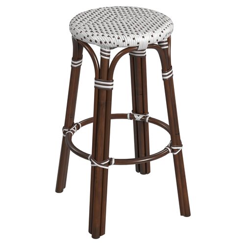Lucie Rattan Barstool, White/Brown~P77639529