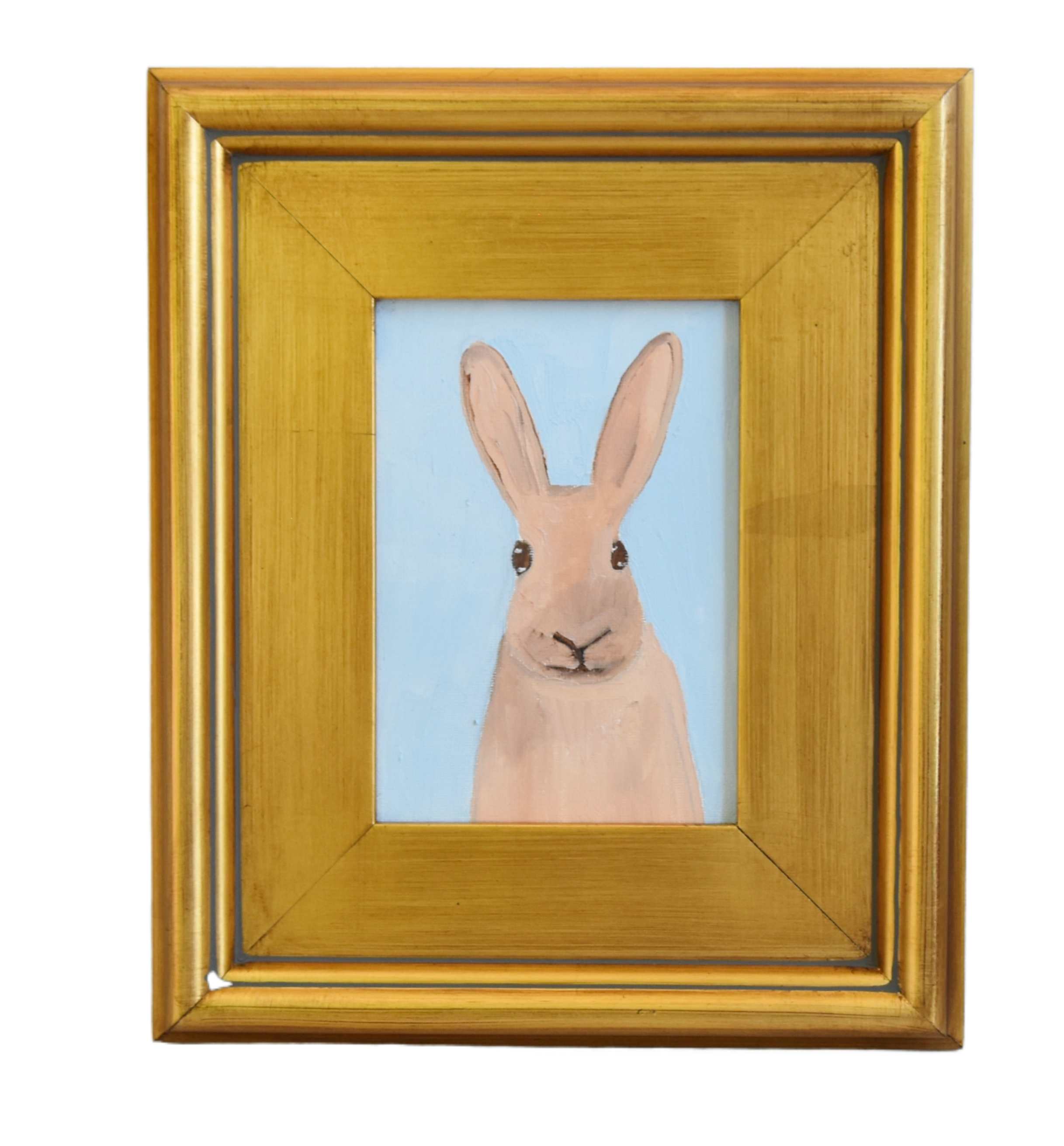 Folk Art Bunny Rabbit Hare Oil Painting~P77672506