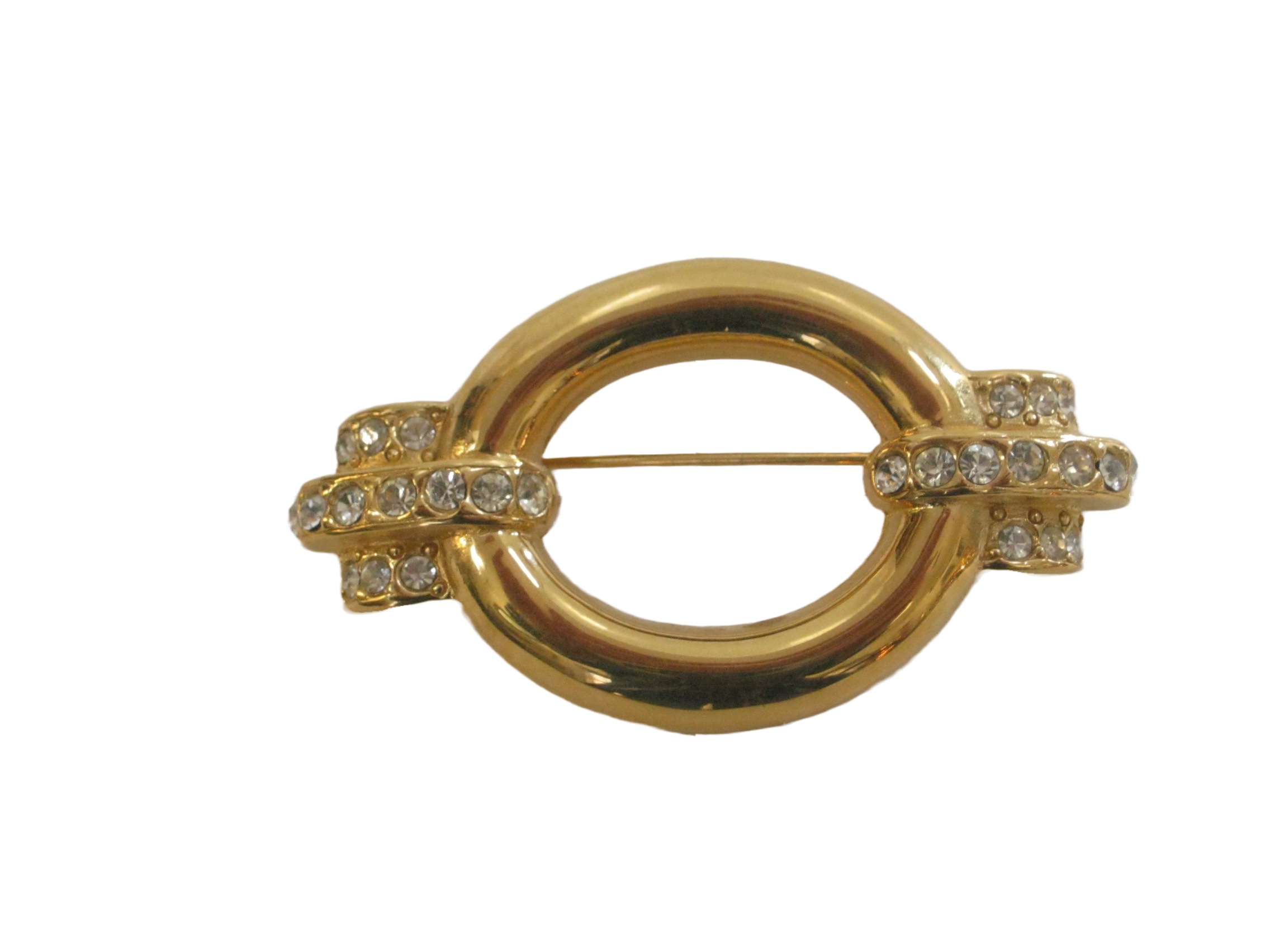 1980s Polished Gold Crystal brooch~P77668553