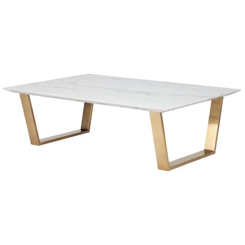 Bayou Coffee Table, White Marble/Gold~P77004963