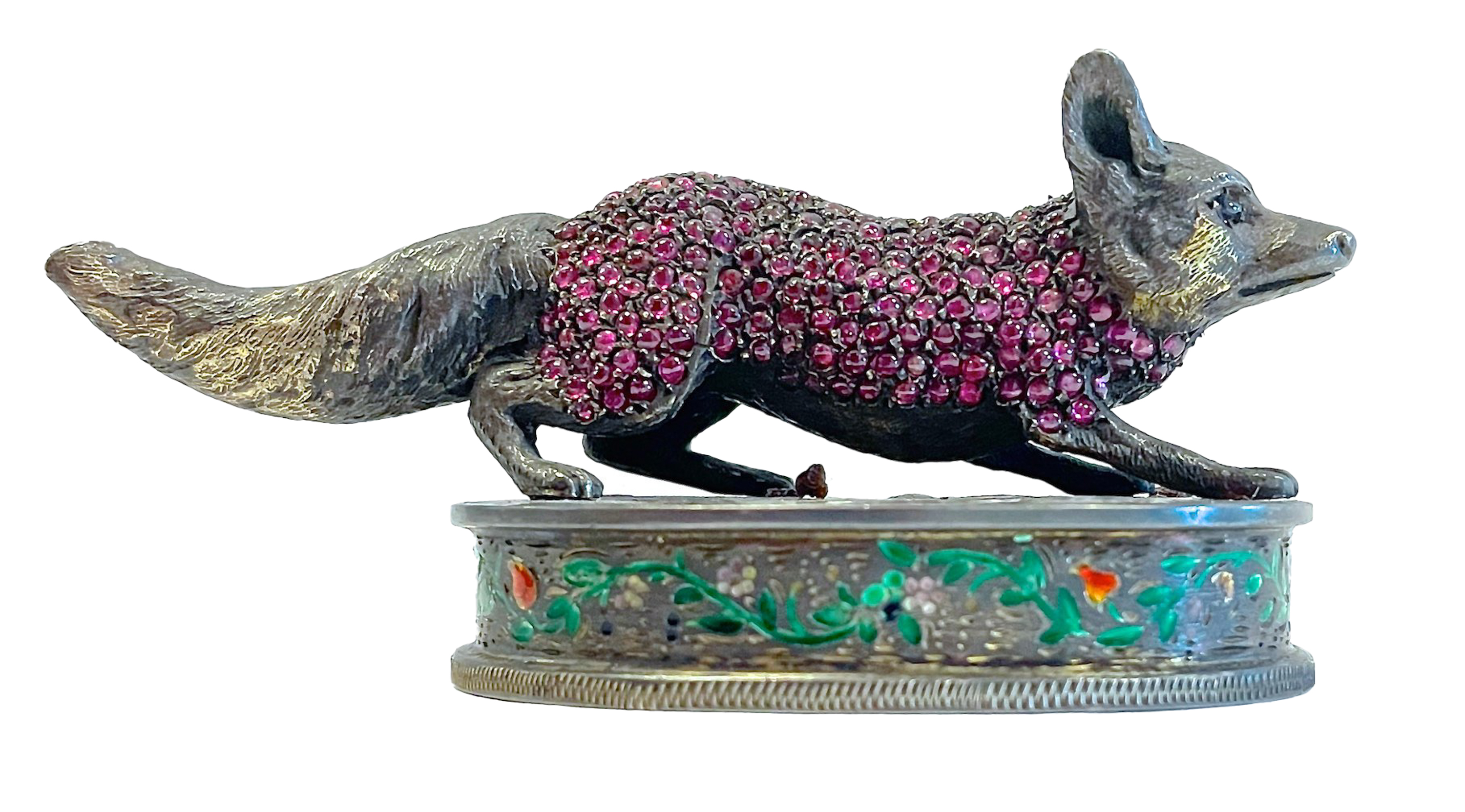 Antique Silver & Jeweled Fox Figurine~P77621194