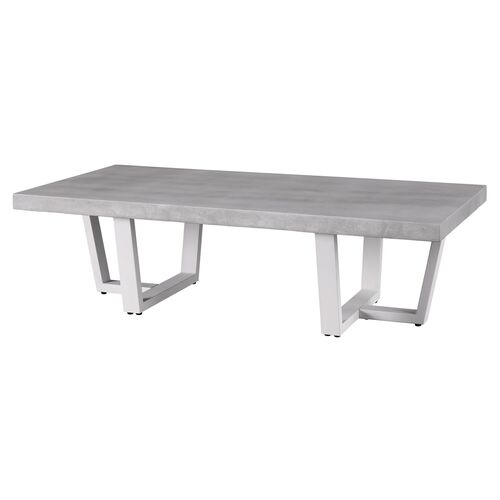 Coastal Living Keegan Outdoor Concrete Cocktail Table, White/Gray