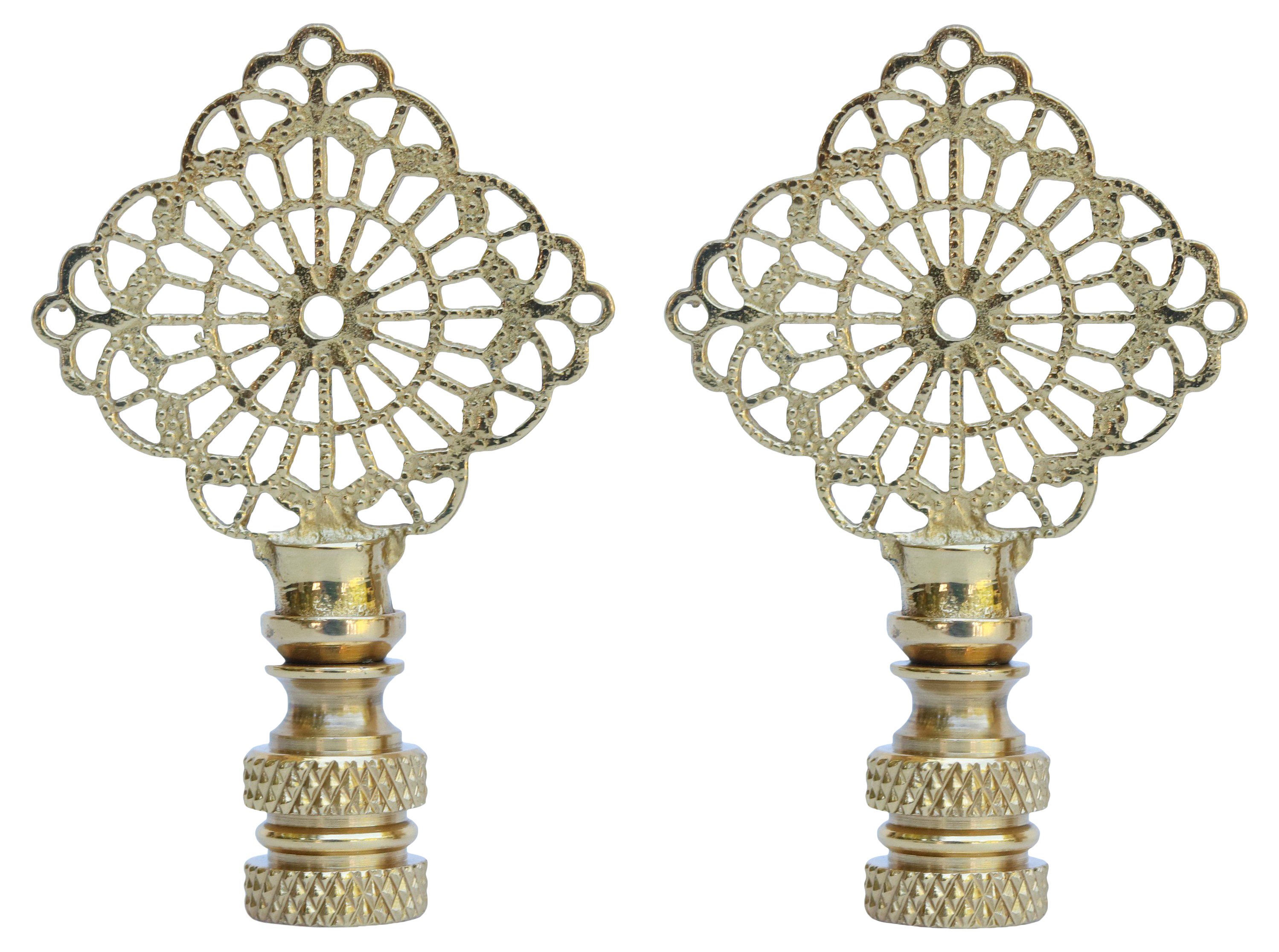 Brass Filigree Lamp Finials, Pair~P77561506