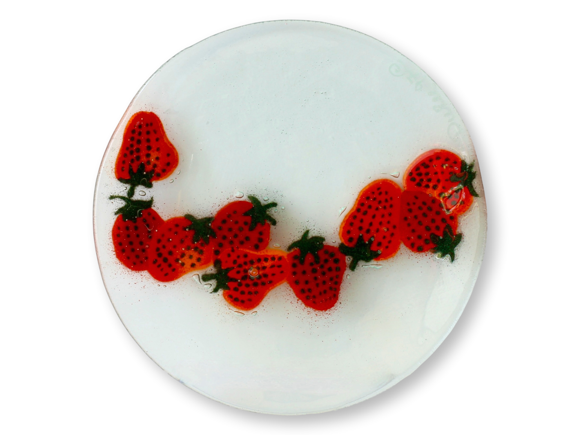 Vintage Art Glass Strawberry Plates, S/6
