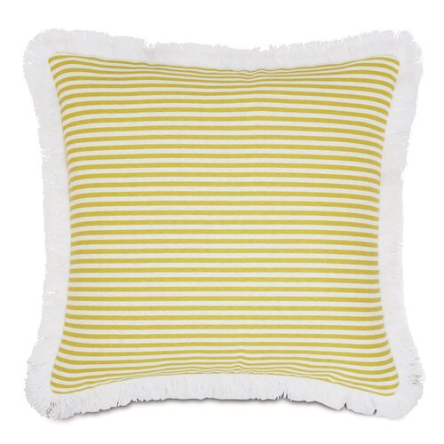 Ahoy 20x20 Outdoor Fringe Pillow, Lemon/White~P77610145