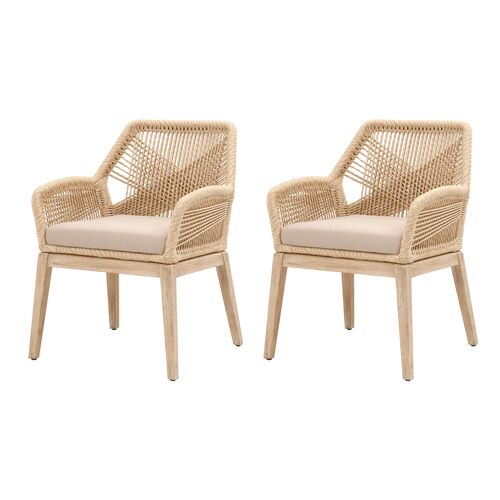 S/2 Easton Rope Armchairs, Sand/Light Gray~P77353842