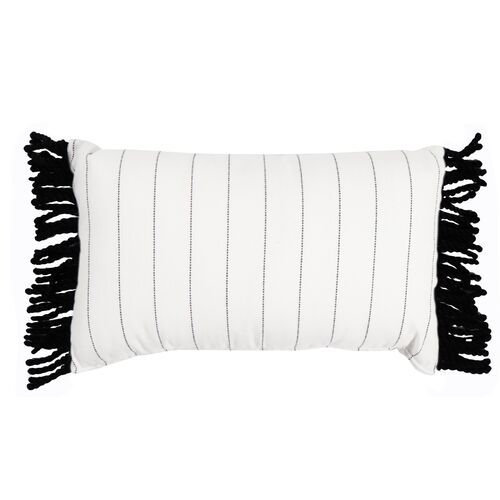 Frances 14x24 Lumbar Pillow, White/Black Pinstripe~P77570703