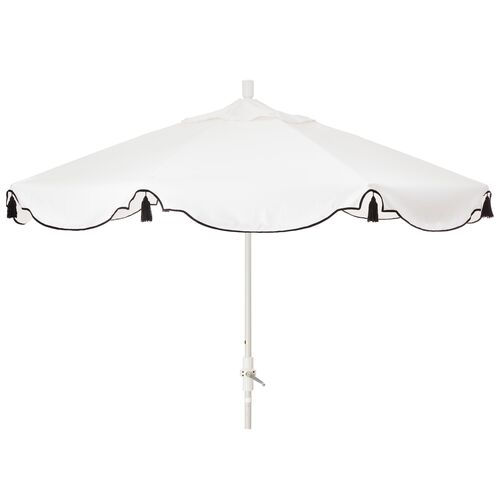 San Marco Patio Umbrella, White/Black Sunbrella~P77572139