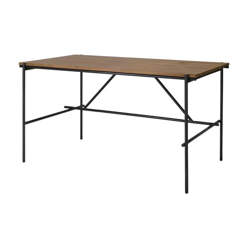 Oscar Cable Management Teak Desk, Natural/Black