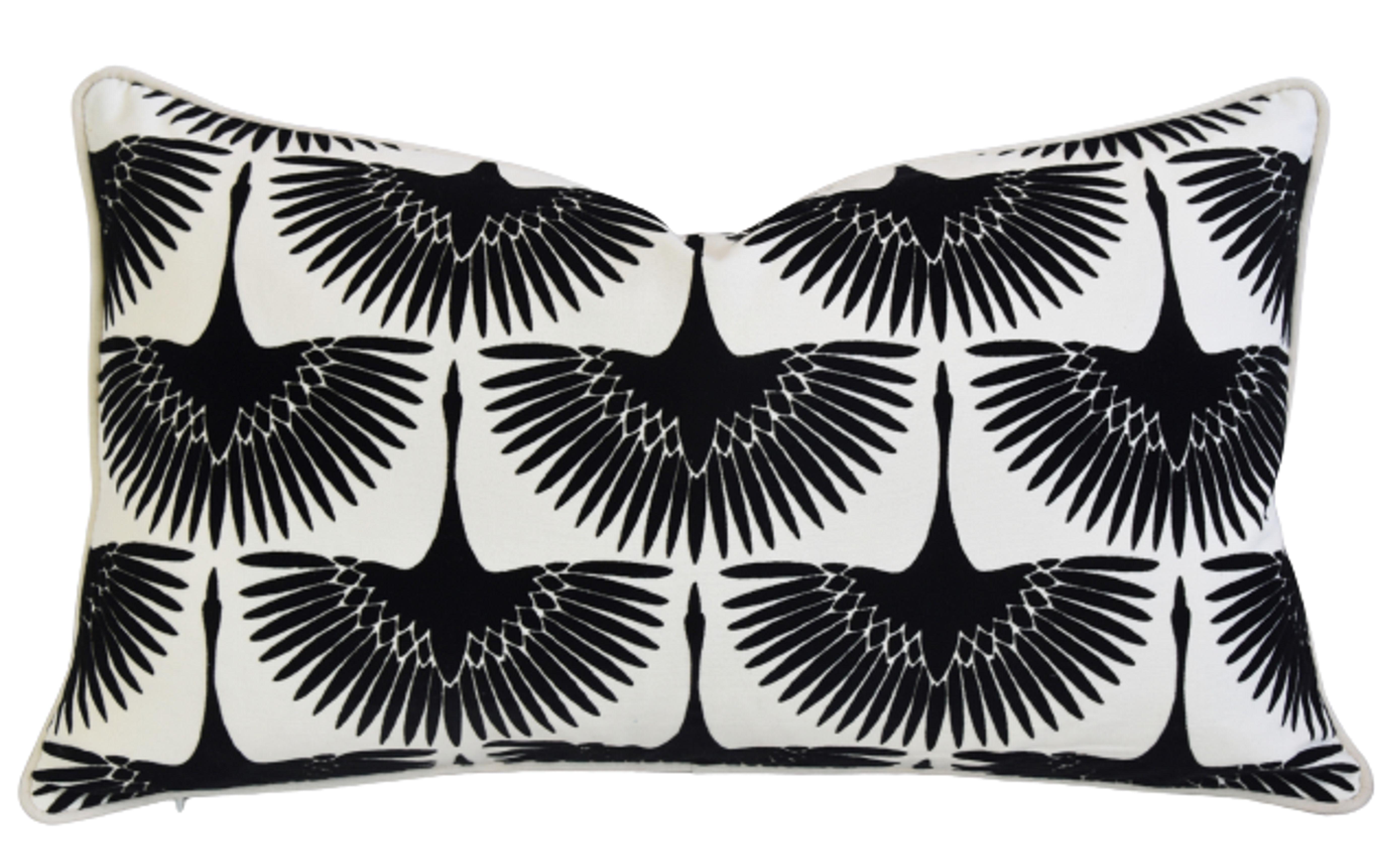 Black Geese Bird in Flight Velvet Pillow~P77687636