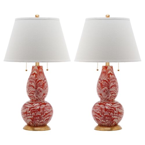 S/2 Libby Table Lamps, Orange~P46309310