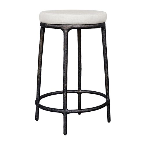 Ulisse Outdoor Cast Aluminum Counter Stool, Black Ulisse Outdoor Cast Aluminum Counter Stool, Black
