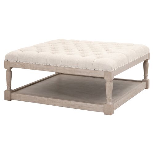 Darci Upholstered Coffee Table, Bisque French Linen~P77656694
