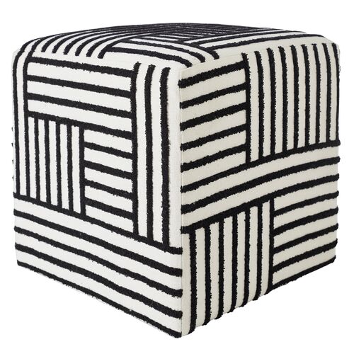 Monroe Canvas Cube Ottoman, Black Monroe Canvas Cube Ottoman, Black