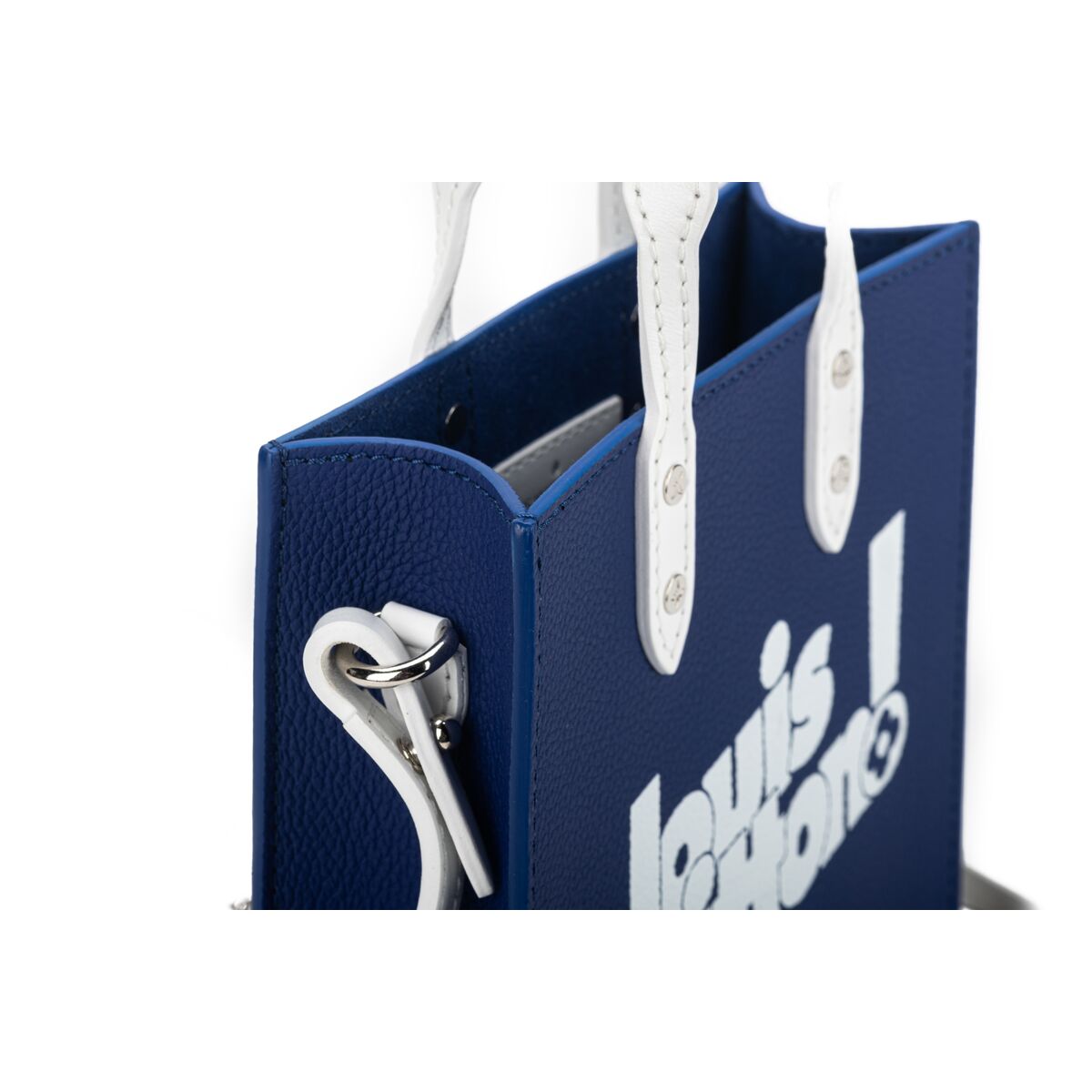 Louis Vuitton Virgil Abloh Blue Cowhide Everyday LV Sac Plat Xs Silver Hardware, 2021 (Like New), Handbag