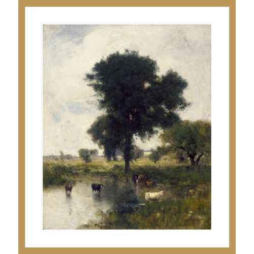 Cattle in Pool (A Summer Landscape) by Georges de Feure Framed Print Cattle in Pool (A Summer Landscape) by Georges de Feure Framed Print