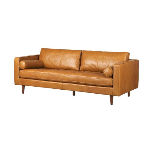 Tilton Leather Bench Seat Sofa, Tan Tilton Leather Bench Seat Sofa, Tan