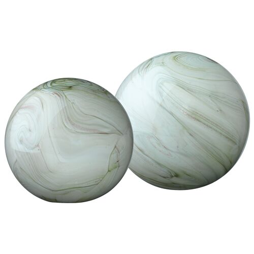 S/2 Cosmos Glass Orbs, Sage Green~P77560822