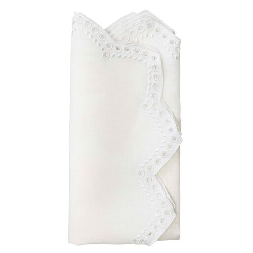 S/4 Tapestry Napkins, White
