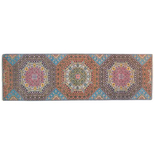 3'x10' Sari Wool Mamluk Rug, Charcoal~P77633839