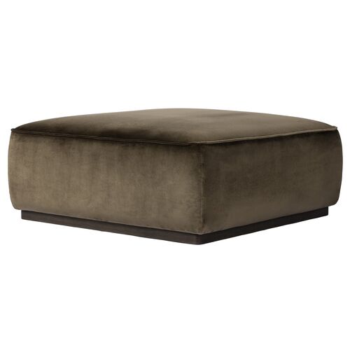 Janessa Square Ottoman, Surrey Olive Velvet