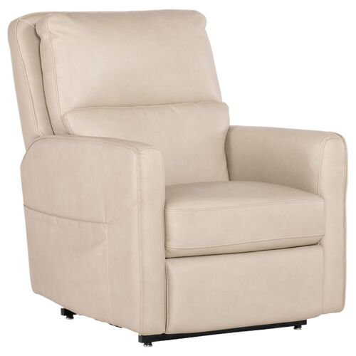 Flynn Leather Power Recliner, Ivory