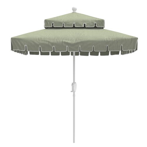 Liz Two-Tier Square Patio Umbrella, Cast Oasis