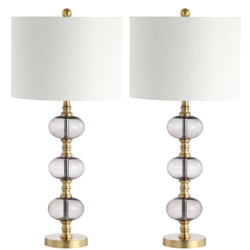 S/2 Morgan Table Lamps, Smoky Gray/Gold~P111124749