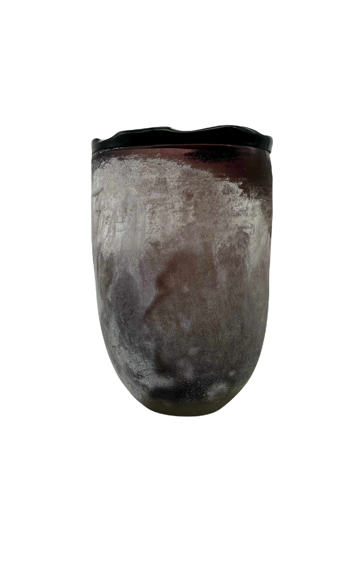 1980s Frosted Dark Purple Glass Vase~P77649444