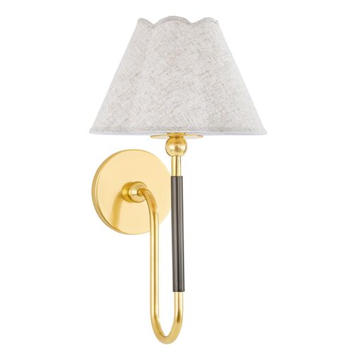 Janie Wall Sconce, Aged Brass/True Bronze/Natural Linen Janie Wall Sconce, Aged Brass/True Bronze/Natural Linen