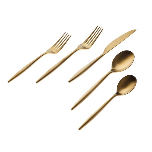 Milano Gold Matte 18/10 Stainless Steel 20 Piece Flatware Set, Service For 4 Set ~P111123844