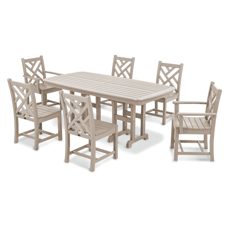 Chippendale 7-Pc Dining Set, Sand