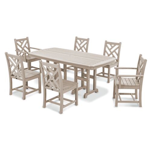 Chippendale 7-Pc Dining Set, Sand~P77438130