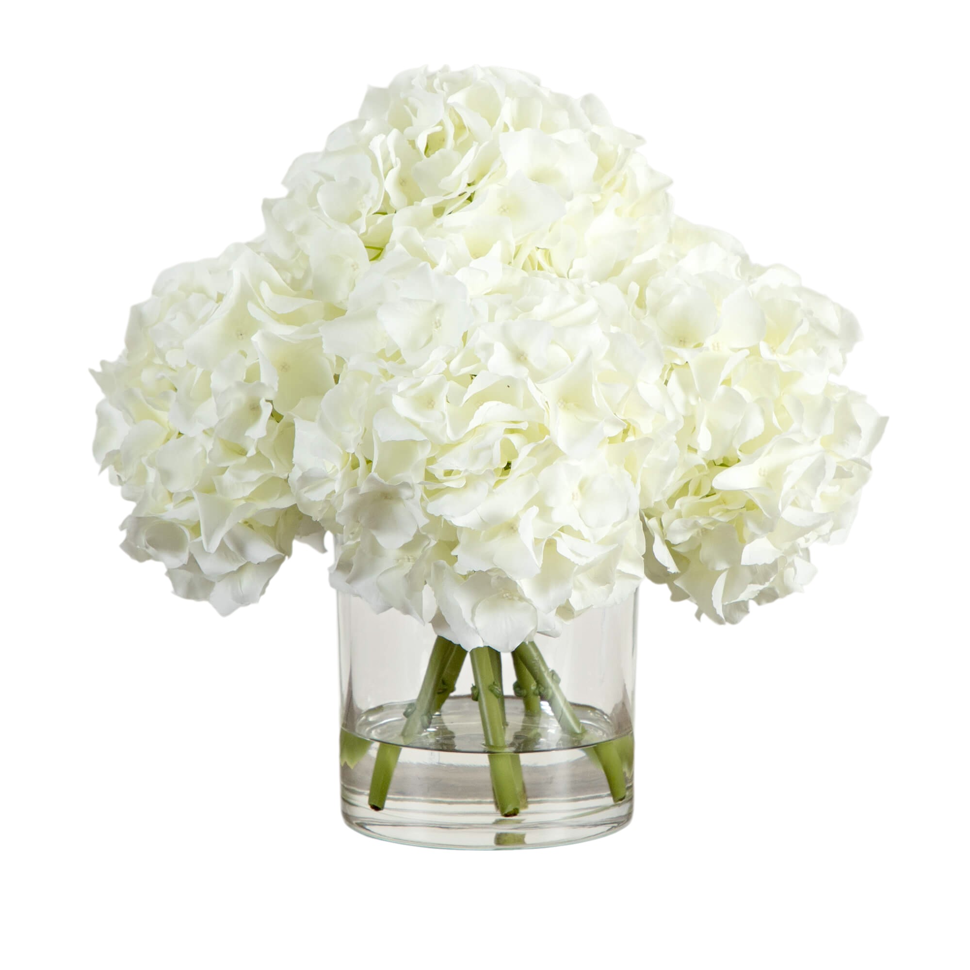 14" Hydrangea Arrangement in Glass Vase