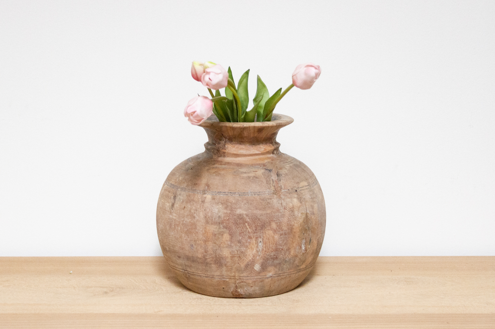 Rounded Rustic Wooden Pot-Malar~P77673444
