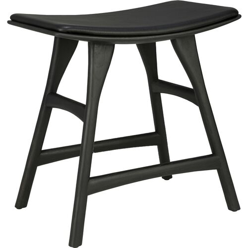 Osso Padded Stool, Black Oak/Black Leather~P111126013