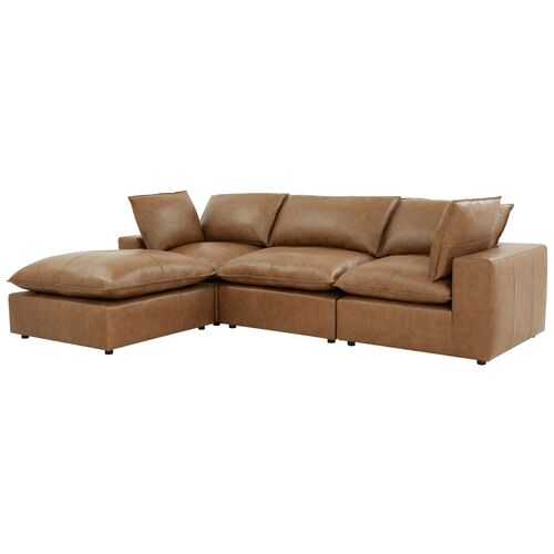 Saphine Leather Modular Sectional, Brown