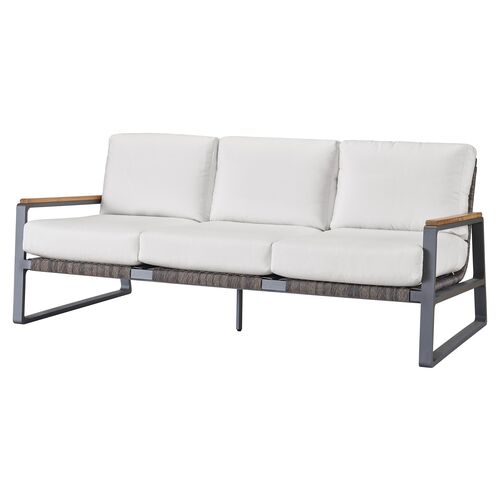 Coastal Living Cassian Outdoor Sofa, Black/White