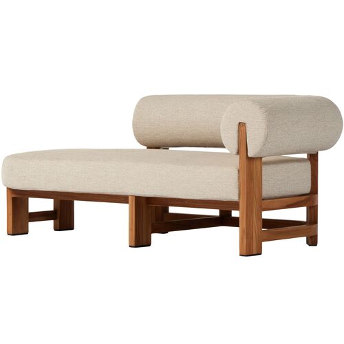 Scout Outdoor Right-Facing Chaise, Natural Teak/Sand