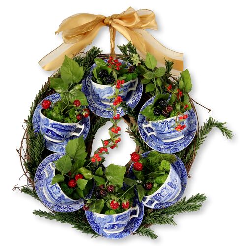 Wreath W/Vintage Spode Italian Pottery~P77662899