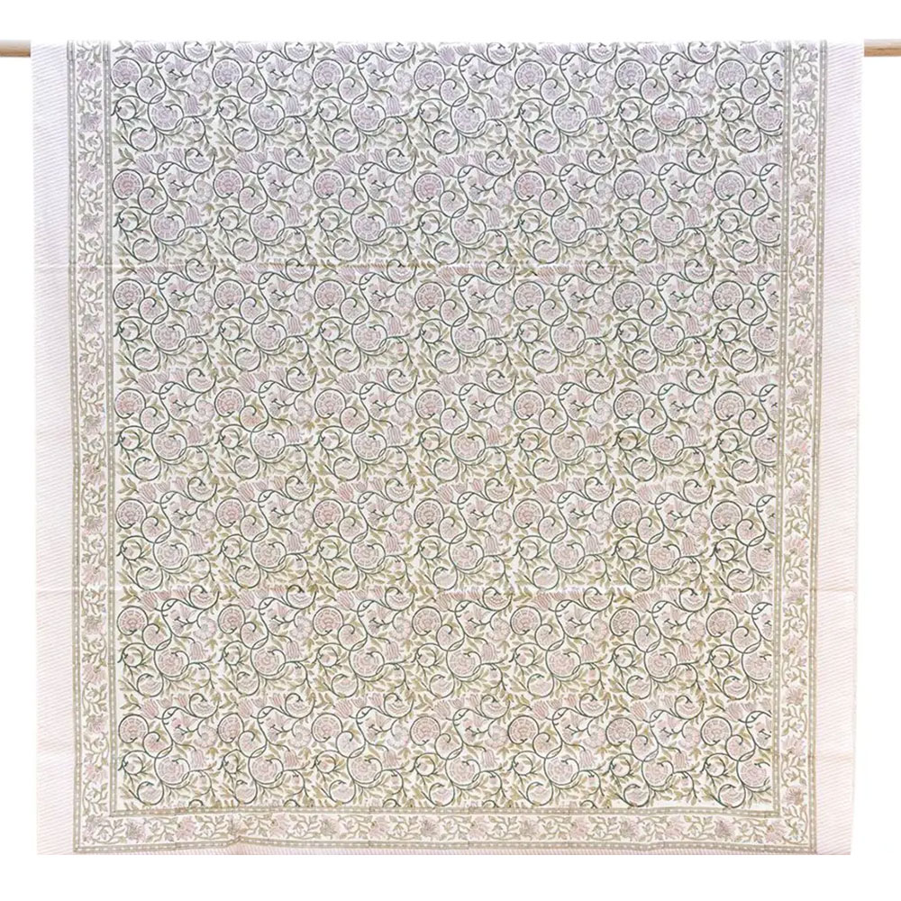 Lys Blanc, Hand Blockprint Coverlet Lys Blanc, Hand Blockprint Coverlet~P77755905