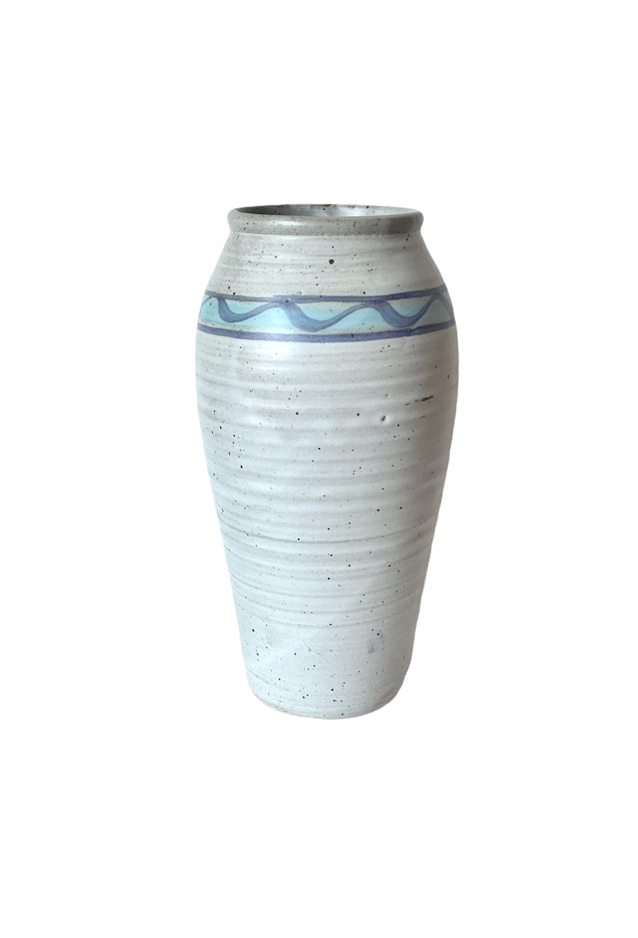 1970s Gray Speckled Pottery Vessel Vase~P77657659